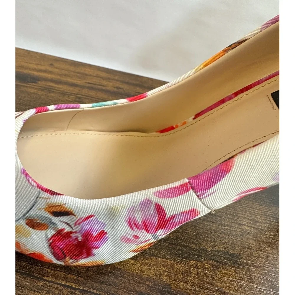 Nine West Flax Floral Pointed Toe Pumps Off White Textile Heels Womens 11 M - Picture 7 of 13